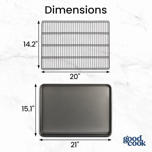 GoodCook Nonstick XL Cookie Sheet Set - 2 Everyday Sheets with Cooling Grid | Gray