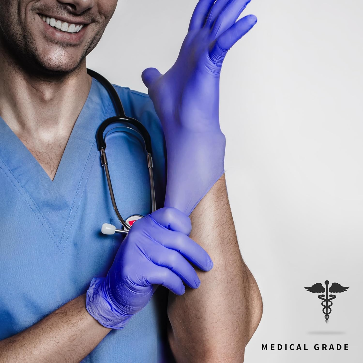 Medguy Nitrile Exam Gloves - Powder-Free, Latex-Free, Food-Safe | Blue-Violet, 100 Pcs