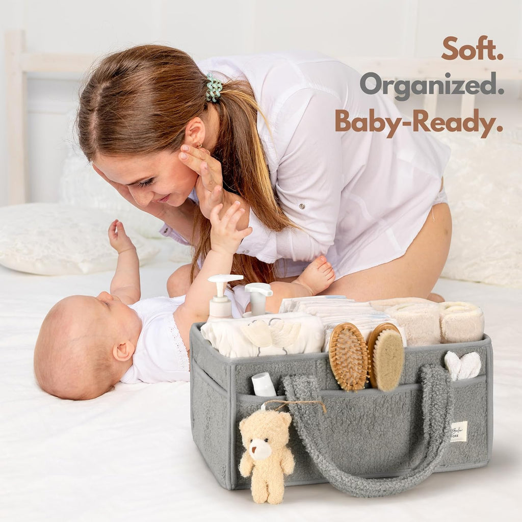 PeraBella Baby Diaper Caddy Organizer - Portable Storage Basket for Newborn Essentials | Ideal Shower Gift
