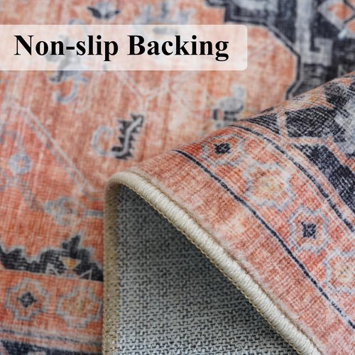 Hallway Washable Runner Rug - Vintage Non-Slip 2'6''x14'' Soft Indoor Carpet for Kitchen & Entryway