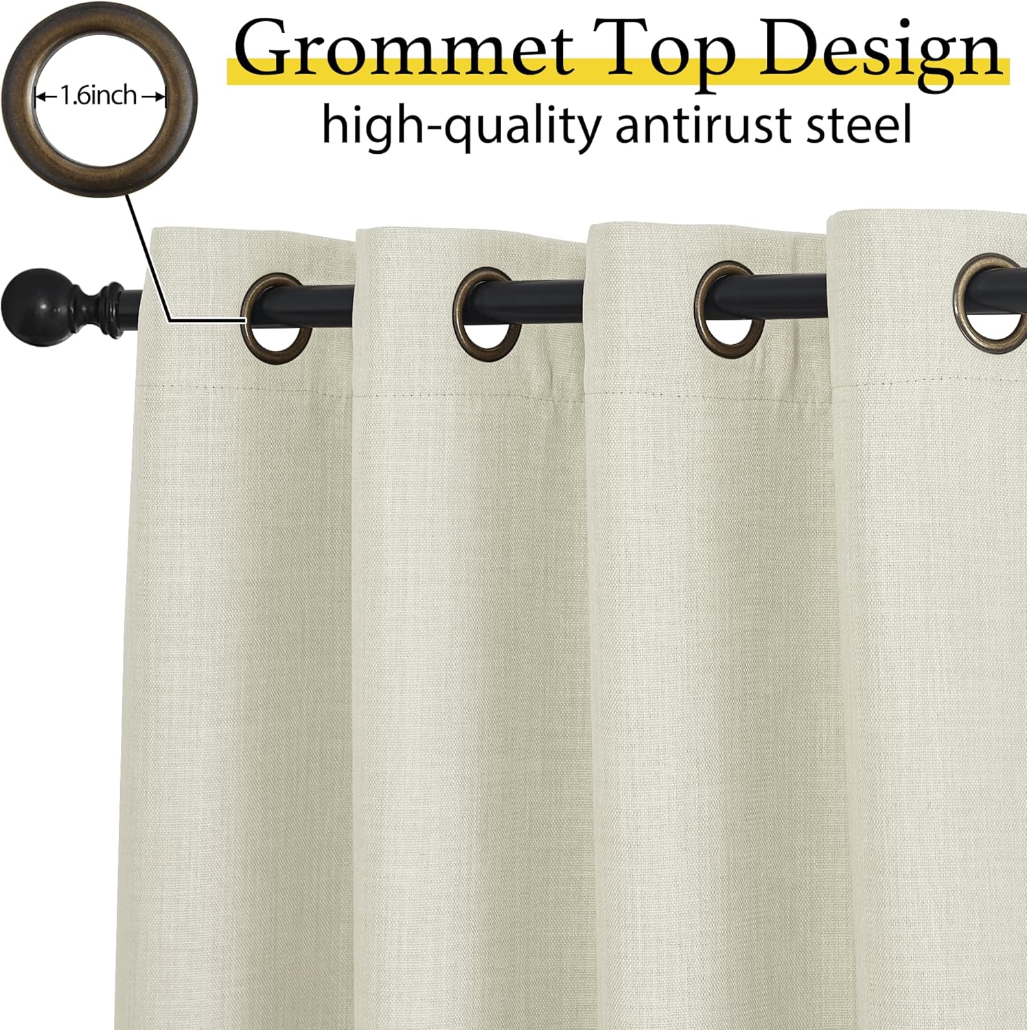 NICETOWN Natural Linen Room Darkening Curtain Valances - Thermal Insulated Short Curtains, W52 x L30, Set of 2
