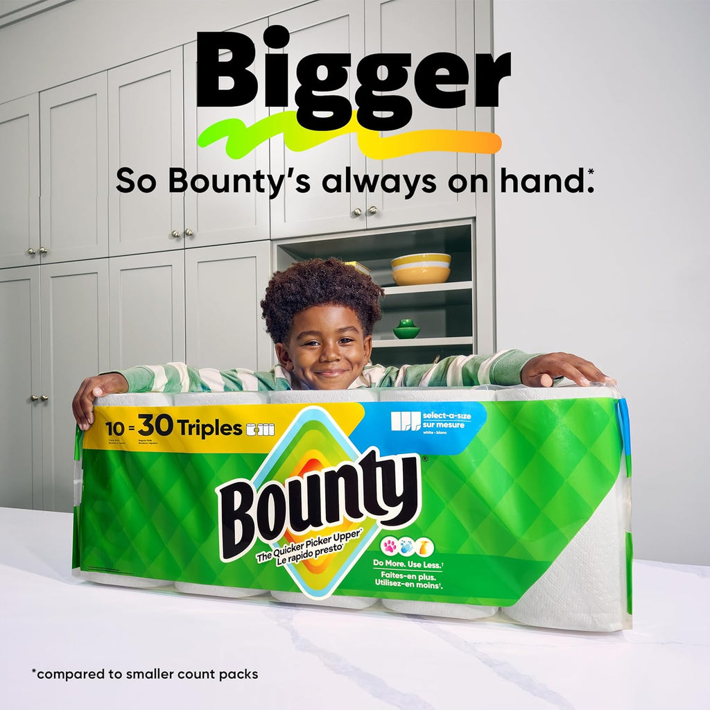 Bounty Select-A-Size Paper Towels - White, 2 Triple Rolls for Ultimate Absorbency