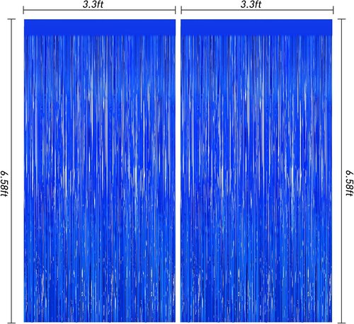 Blue Party Decorations - 2-Pack Ocean Themed Streamers & Tinsel Foil Fringe Curtains | Perfect for Birthdays & Weddings