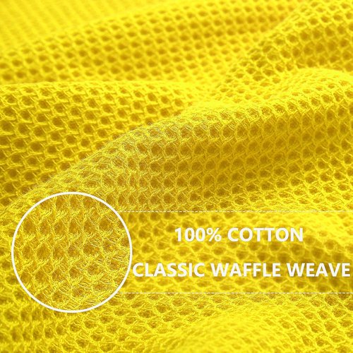 Homaxy Kitchen Dish Towels - Ultra Soft 100% Cotton Waffle Weave | Quick Drying, 13 x 28 Inches, 4-Pack, Yellow