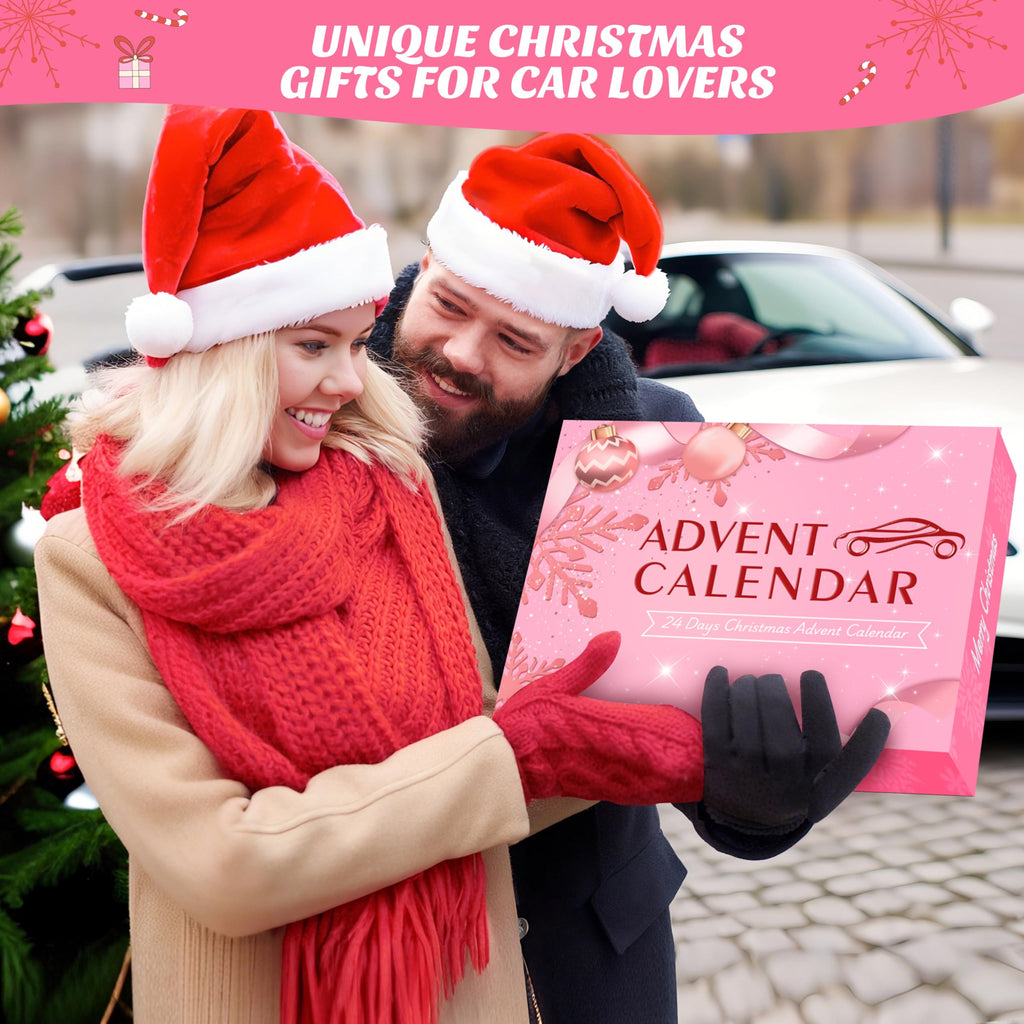 Pink Car Accessories Advent Calendar 2025 for Women - 24 Days of Pink Gift Set, Christmas Countdown Calendar with Sparkly Interior Décor, Luxury Holiday Gifts for Wife, Girlfriend, Mom, Coworker