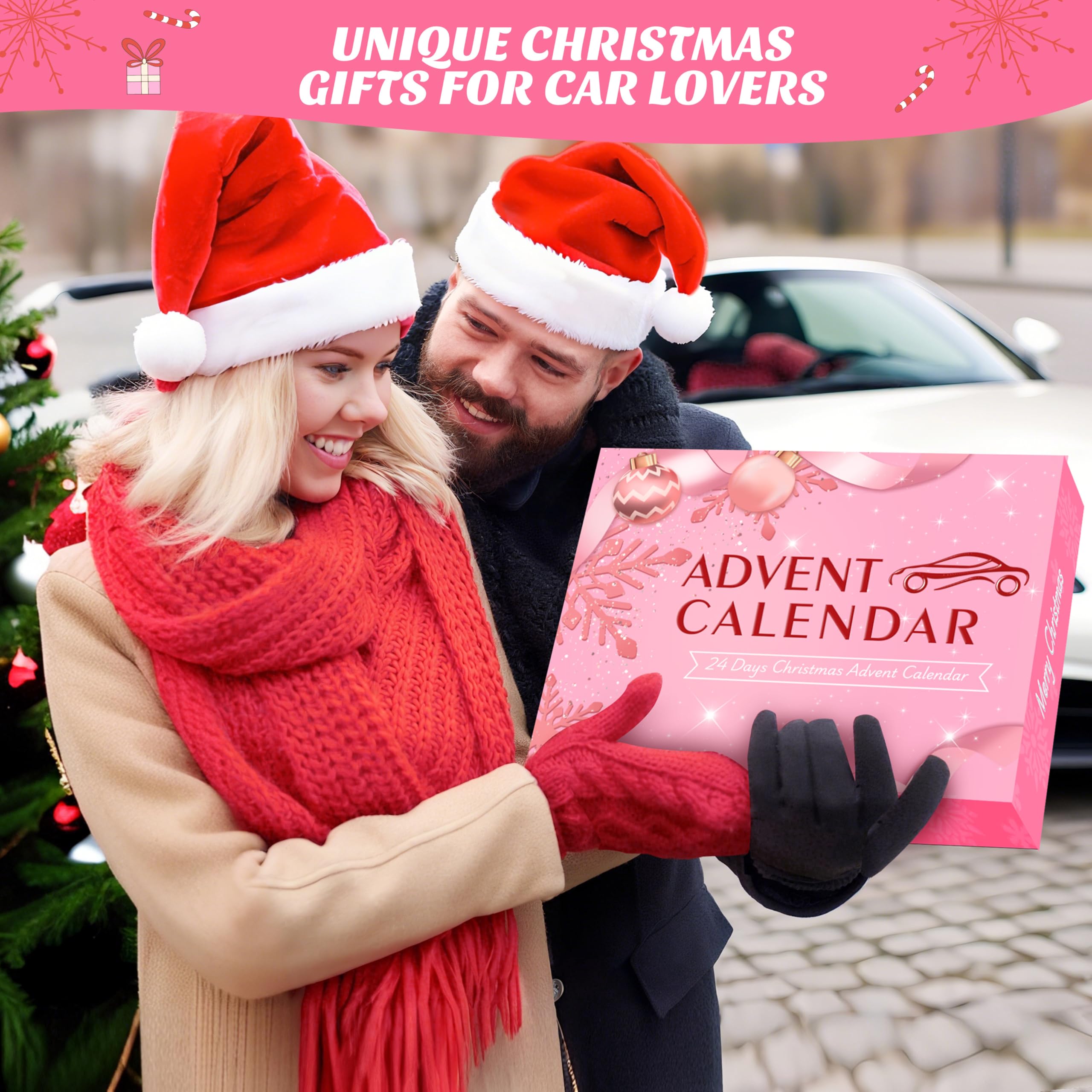 Pink Car Accessories Advent Calendar 2025 for Women - 24 Days of Pink Gift Set, Christmas Countdown Calendar with Sparkly Interior Décor, Luxury Holiday Gifts for Wife, Girlfriend, Mom, Coworker
