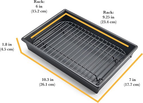 Chicago Metallic Petite Roast Pan Set - Nonstick 10x7 Inch Toaster Oven Baking Pan for Small Batch Cooking