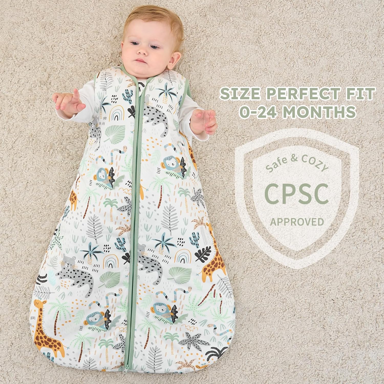 Yoofoss Baby Sleep Sack | 12-18 Months | TOG 2.5 Organic Cotton Wearable Blanket - Warm & Comfy