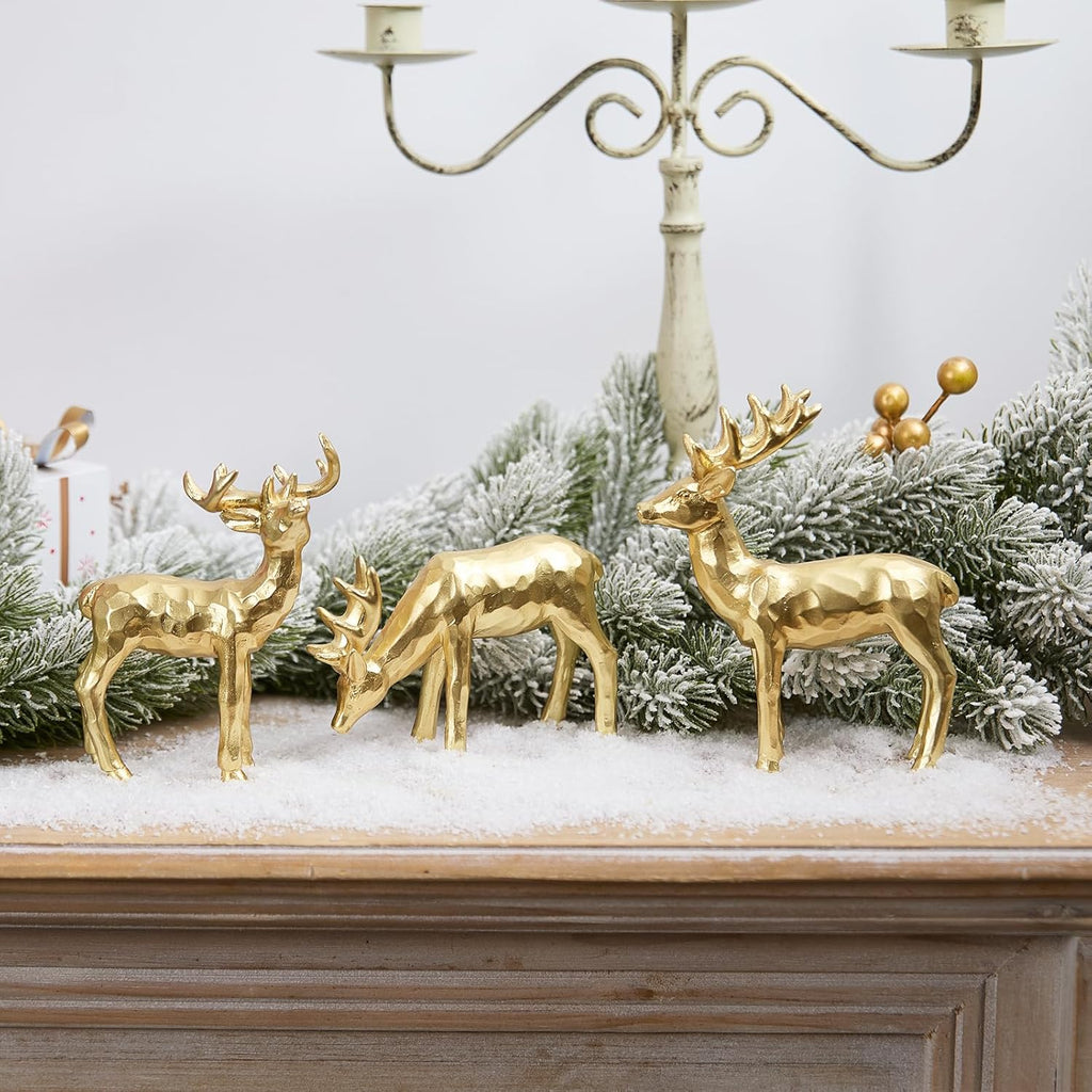 Regine Switzerland 3-Piece Resin Reindeer Figurines - Gold Christmas Tabletop Decor Set