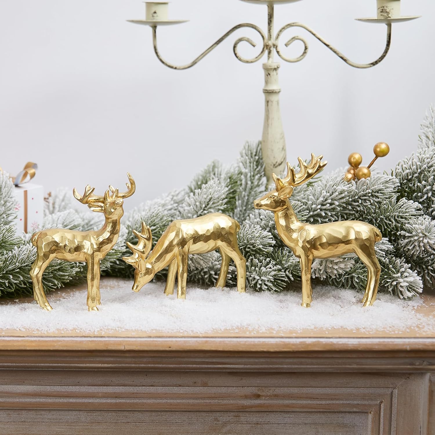 Regine Switzerland 3-Piece Resin Reindeer Figurines - Gold Christmas Tabletop Decor Set
