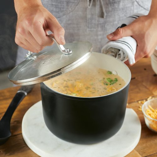 KitchenAid Hard Anodized Ceramic Nonstick Cookware Sauce Pan with Lid, 3 Quart - Matte Black