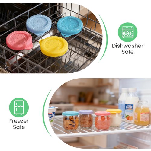 8 PCs Jar Lids Silicone for Petit Pot Pudding 4oz Dessert Jar, Airtight Reusable Replacement Lids, Leak-proof Colorful Jar Covers for Glass Jars, Food-Grade, Dishwasher Safe (Jars NOT Included)