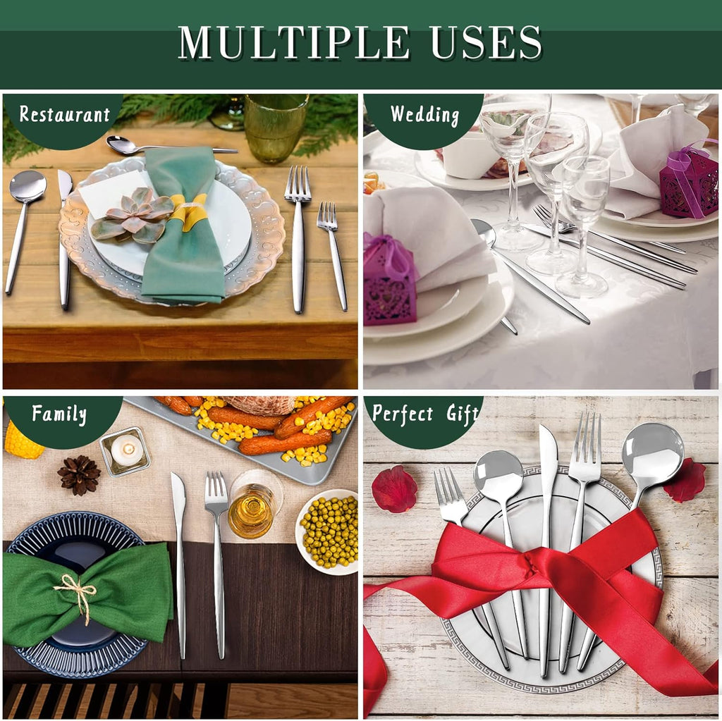 CEKEE 40-Piece Stainless Steel Silverware Set - Flatware Cutlery for 8 | Mirror Polished & Dishwasher Safe