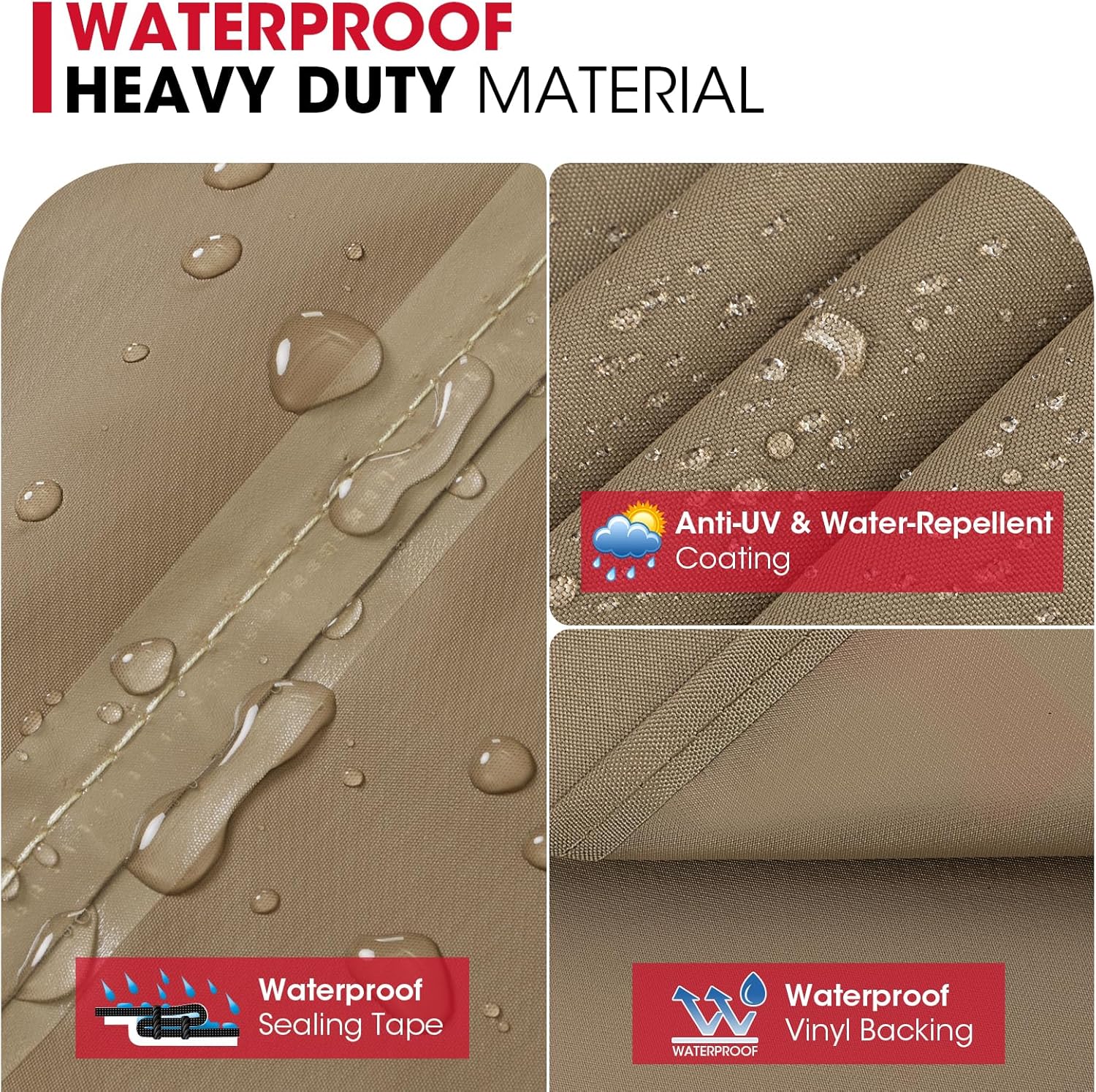 Unicook 55-Inch Heavy Duty Waterproof Grill Cover - All-Season Protection for Weber & Charbroil Grills | Neutral Taupe