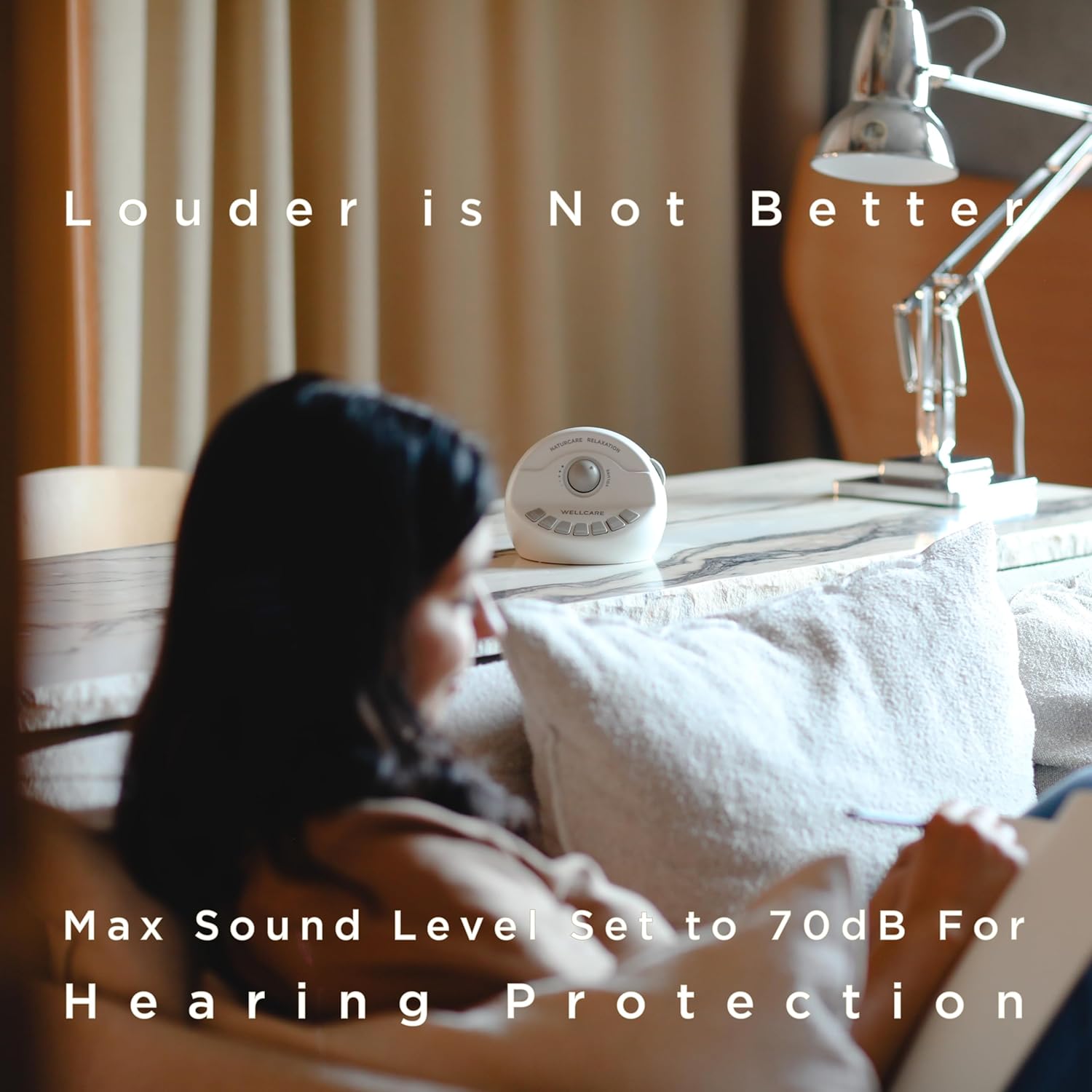WELLCARE Naturcare Sound Machine - White Noise & 7 Nature Sounds for Relaxation | Adjustable Volume & Timer