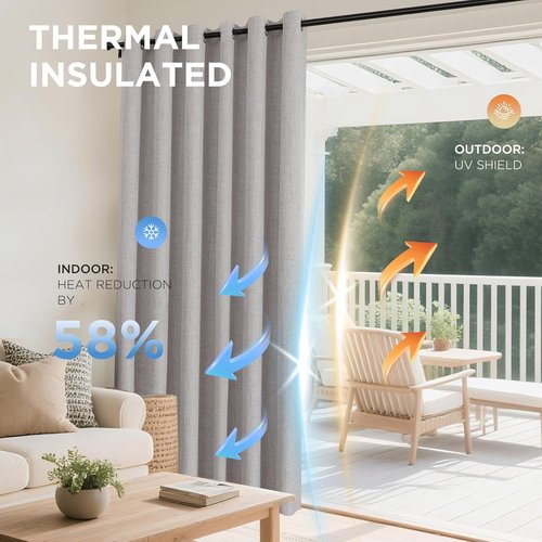 Joydeco Blackout Curtains - 84 Inch Linen Light Blocking Drapes | Thermal Insulated 2 Panel Set for Bedroom & Living Room