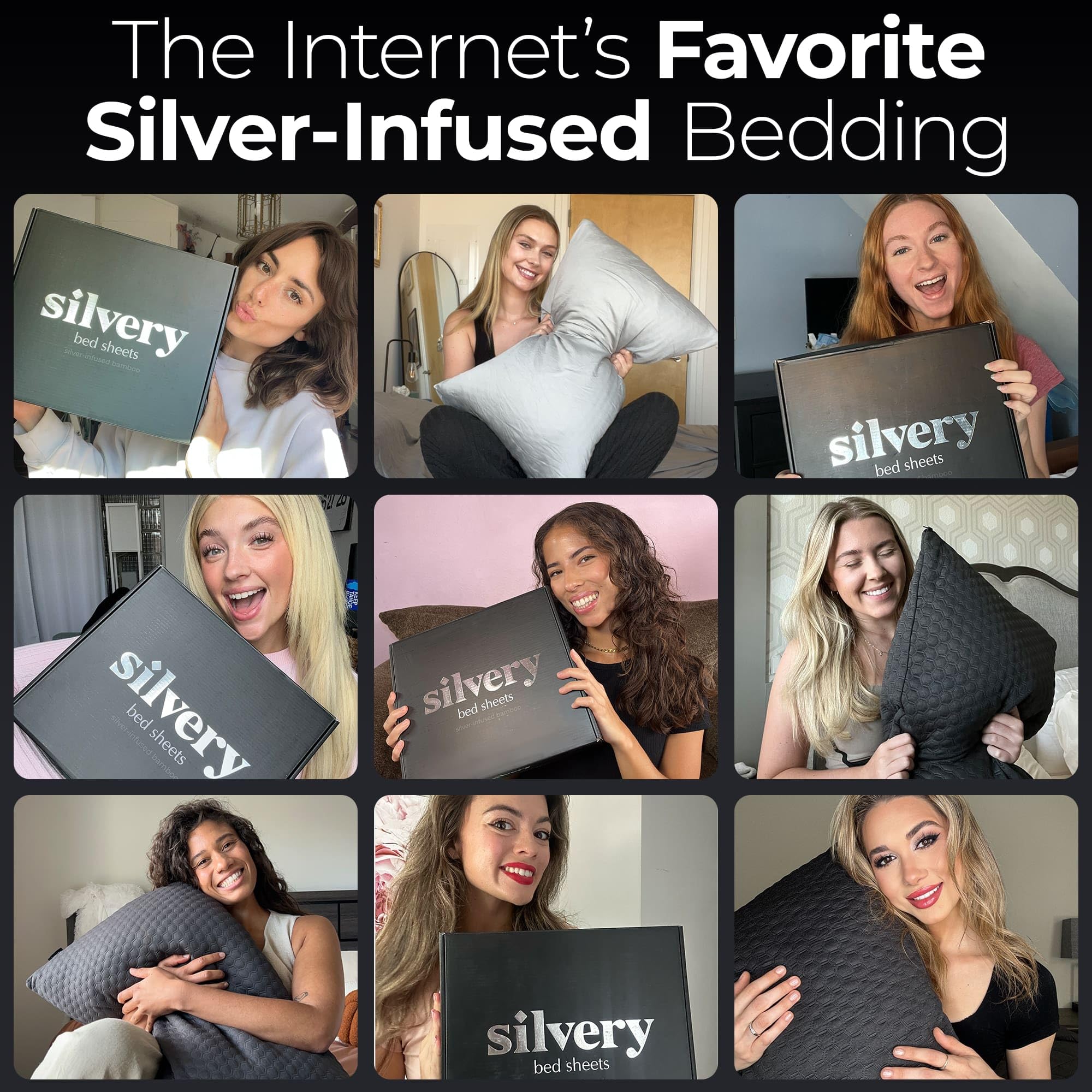 Silvery Silver Infused Bed Sheets Set - Ultra-Soft Temperature-Regulating Fabric with Self-Cleaning Technology™ that Stays Fresh 3X Longer for Hygienic Sleep
