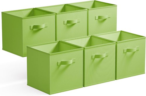 GRANNY SAYS Cube Storage Bins - 11-Inch Foldable Fabric Organizers with Handles | 6-Pack Light Green