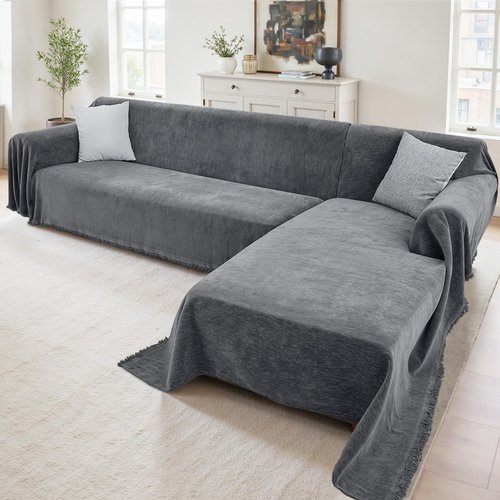 Houmiggle Sectional Couch Covers, 2 Pieces Washable L Shaped Couch Covers Sofa Blanket for Dogs Pet Friendly Sectional Sofa Slipcovers Furniture Covers,71"x 110"+ 71"x 118",(X-Large,Dark Gray)