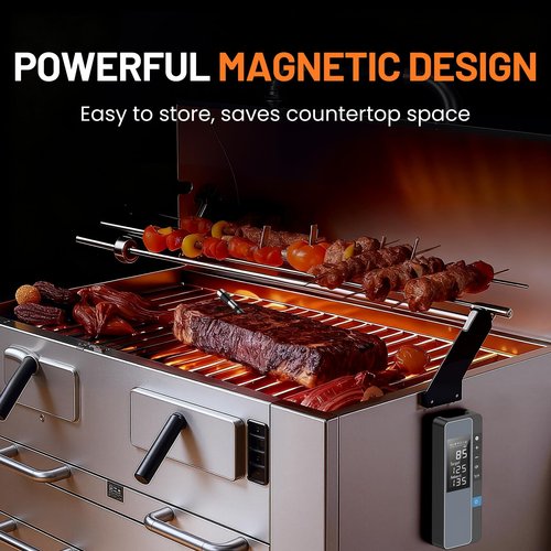 Smart Bluetooth Wireless Meat Thermometer, Real-Time Monitoring Control Digital Thermometer with Smart App, Meat Probe IP67 Waterproof High Accuracy Perfect for BBQ, Oven, Grill & Smoker