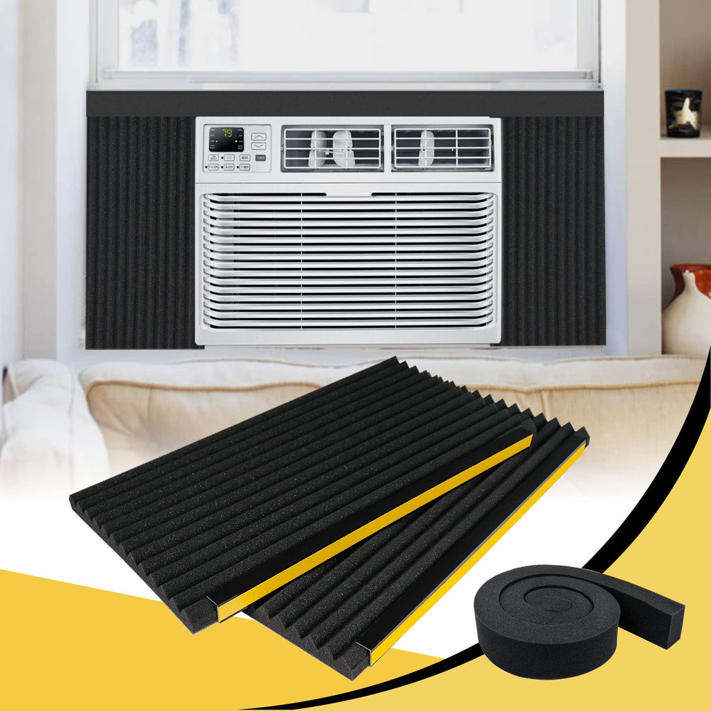 Powrocket Window Air Conditioner Foam Insulated Panels, 17" H x 9" W x 7/8" T Window AC Side Panel Kit with Air Conditioner Foam Insulating Strip,3.2 Ft x 1 Roll