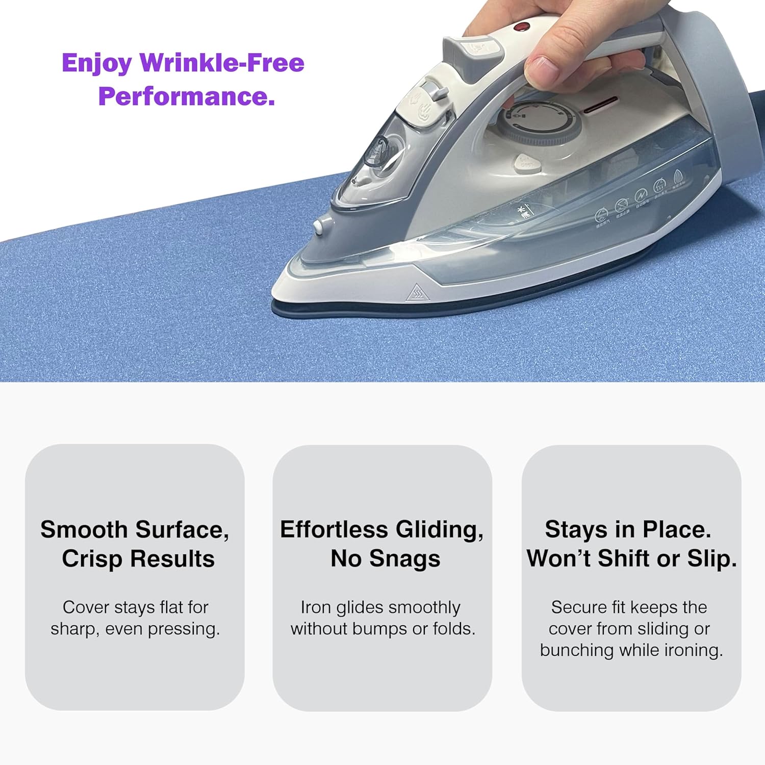 Skiennix Ironing Board Cover - Extra Thick Cotton Pad, Scorch Resistant, Heatproof Blue, 15x54 Size