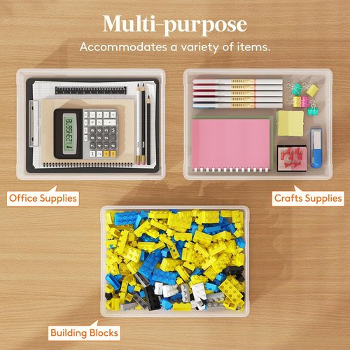 Lifewit Paper Organizer Storage - Multi-Purpose Plastic File Box with Latching Lids | 32 x 23 cm Clear