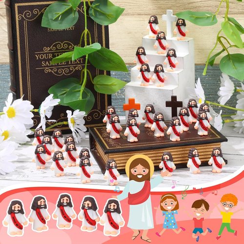 Bememo Mini Jesus Figures - 50 Pcs Christ Toys for Hide and Seek | Perfect Sunday School Party Favors (Red)