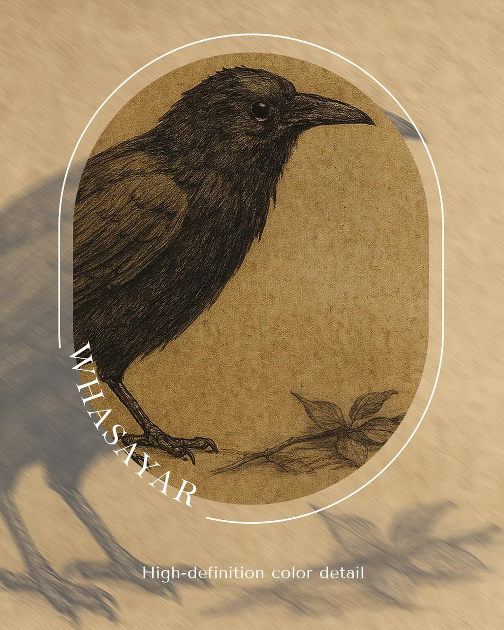 WHASAYART Gold Framed Crow Wall Art - Vintage Animal Canvas Prints for Living Room & Kitchen | 10L x 8W