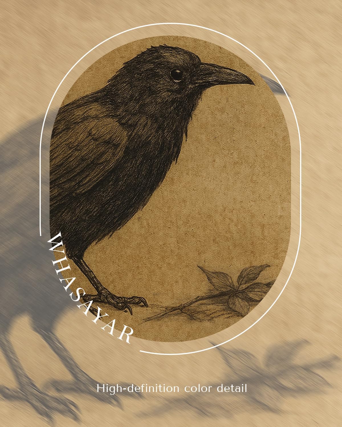 WHASAYART Gold Framed Crow Wall Art - Vintage Animal Canvas Prints for Living Room & Kitchen | 10L x 8W