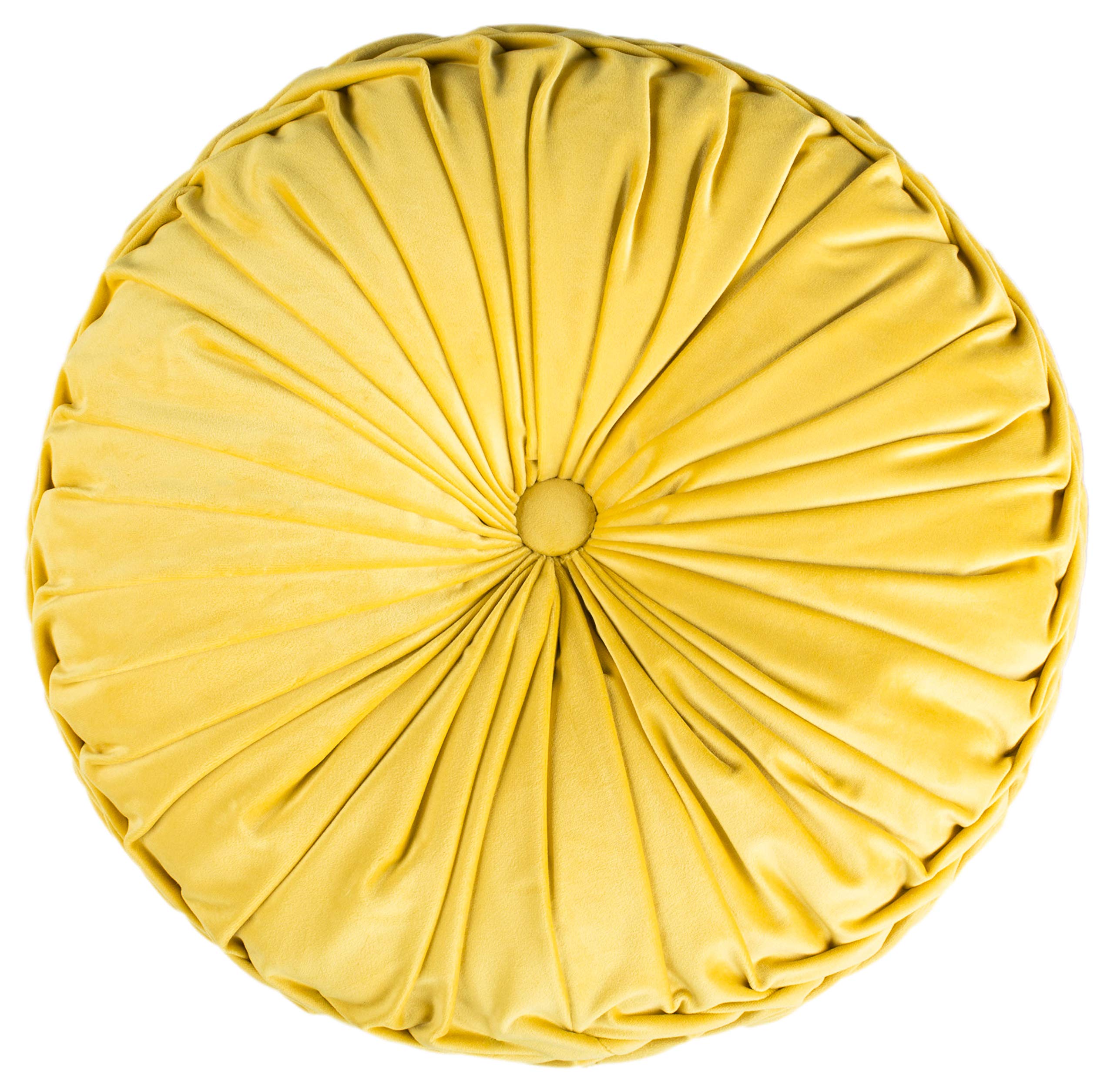 SAFAVIEH Home Leila Mustard Button Tufted 18-inch Round Decorative Pillow