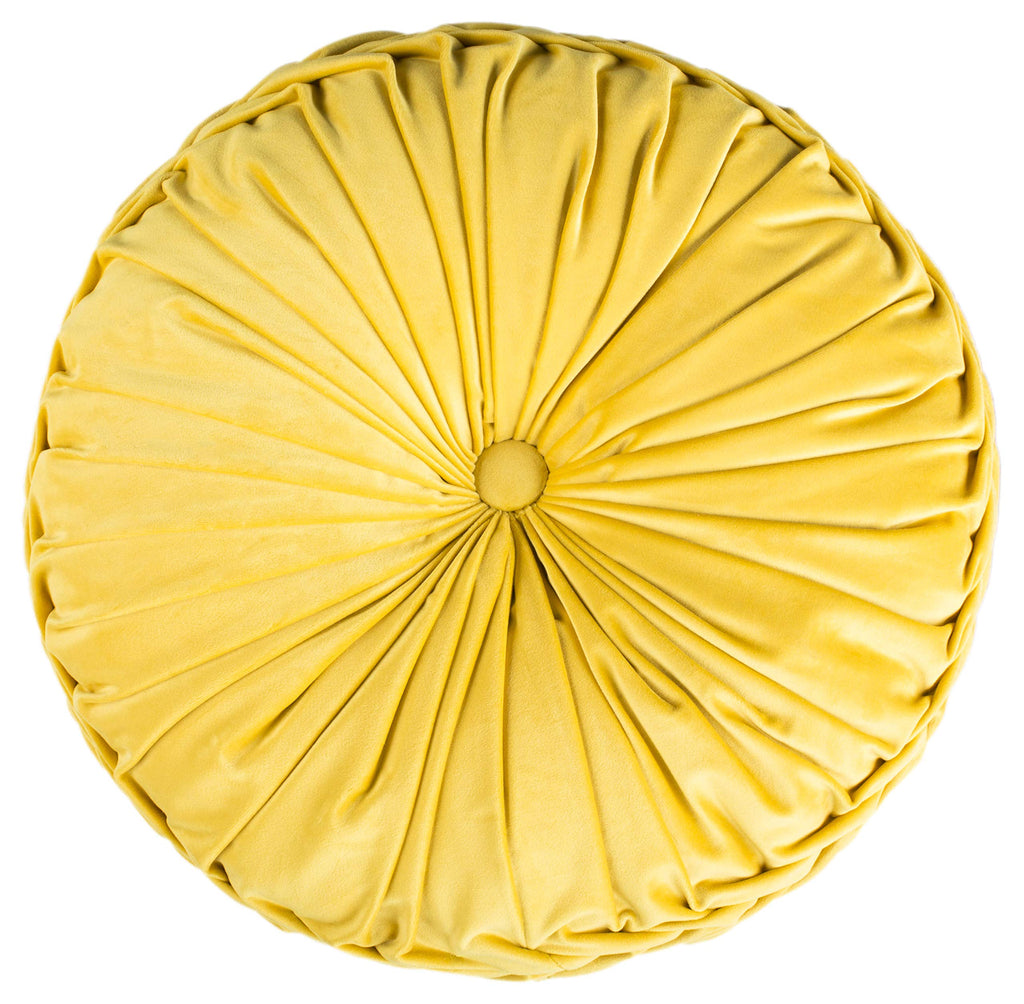 SAFAVIEH Home Leila Mustard Button Tufted 18-inch Round Decorative Pillow