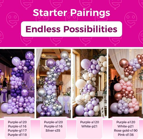 Bezente Pearl Lavender Latex Balloons - 100 Pack 12-Inch Round Helium Light Pastel Purple Party Decor