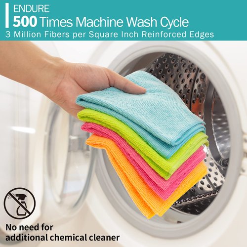 HOMERHYME Microfiber Cleaning Cloth, 100 Pack Cleaning Rags, 12" x 12" Shop Towels, Lint Free Reusable All Purpose Microfiber Towels for Cars Kitchen House Office Automotive