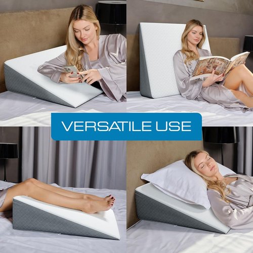 Kolbs Extra Wide Bed Wedge Pillow - Super Large Memory Foam with Jacquard Cover | 7.5 Inch Height (31 x 33 x 7.5) for Acid Reflux & GERD Relief