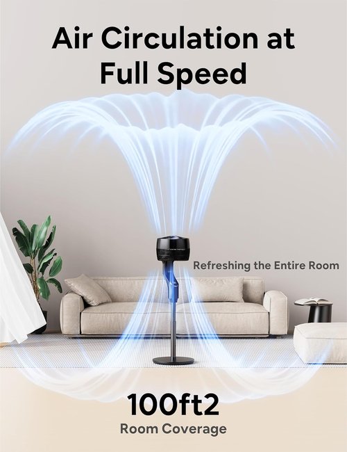JRD Oscillating Standing Fan - 70° Quiet Pedestal Fan with Remote | 39-43" Adjustable Height, 32 Speeds