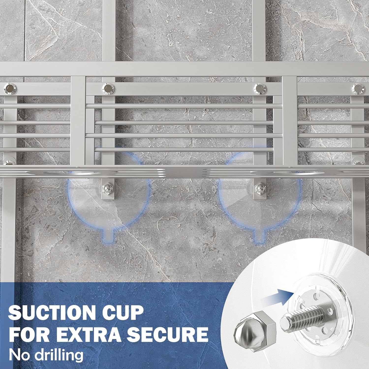 Never Rust Aluminum Shower Caddy by [Brand Name] - Over Showerhead Organizer with Hooks & Soap Holder | Silver