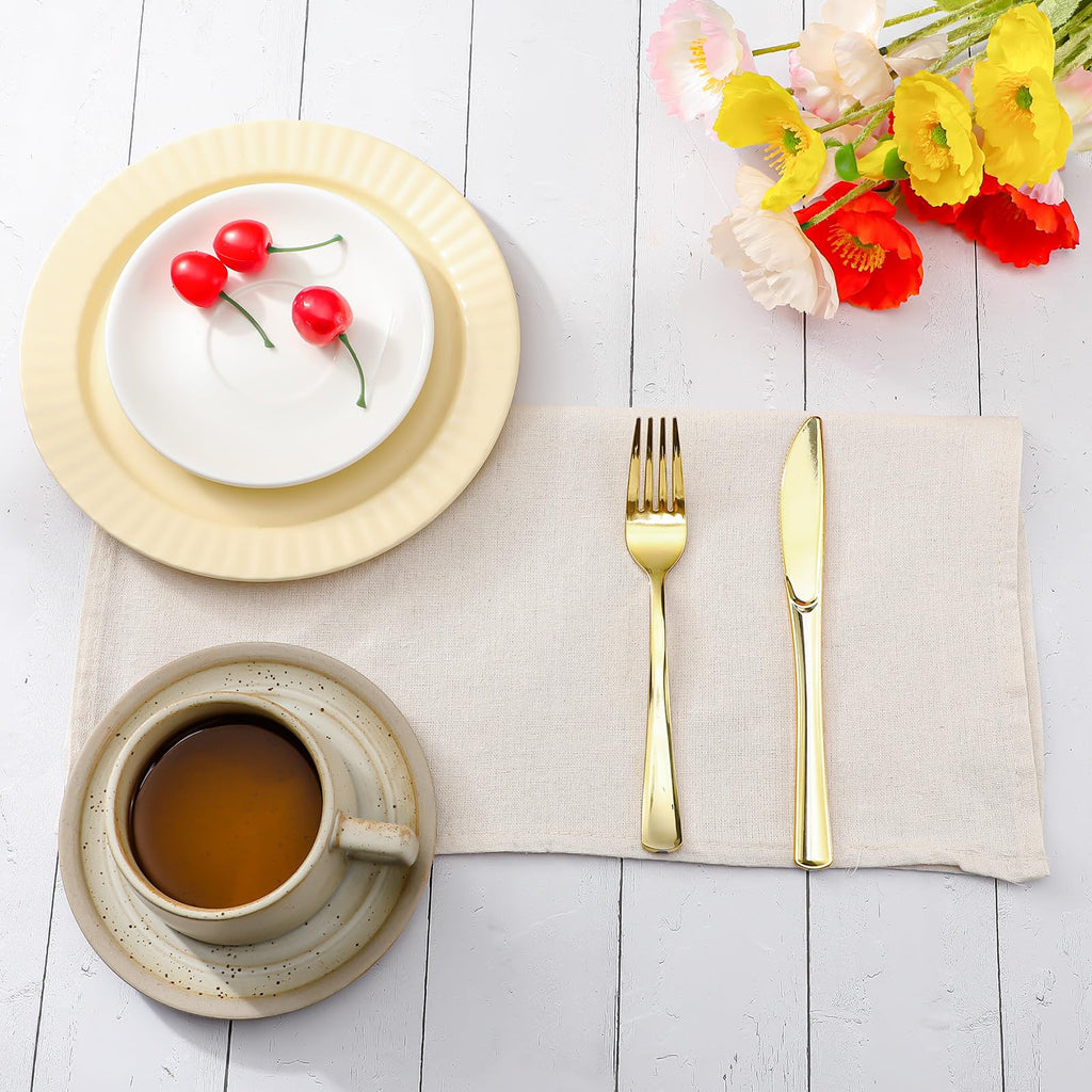 Mixweer Set of 40 Beige Cloth Linen Napkins Bulk Reusable Cotton Dinner Napkin 16 x 16 Inch Washable Pastel Soft Table Napkins for Wedding Dinner Hotel Restaurant Event Party