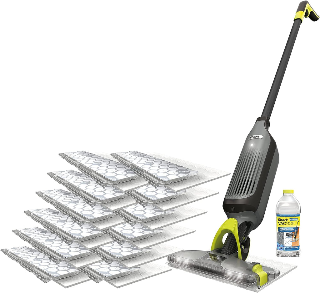 Shark VM252P10 VACMOP Pro Cordless Hard Floor Vacuum Mop - LED Headlights, 12 Pads & Cleaning Solution - Charcoal Gray