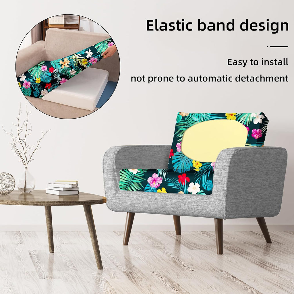 Skiennix 8-Piece Stretch Patio Cushion Covers - Washable Outdoor Sofa Slipcovers | Floral Design