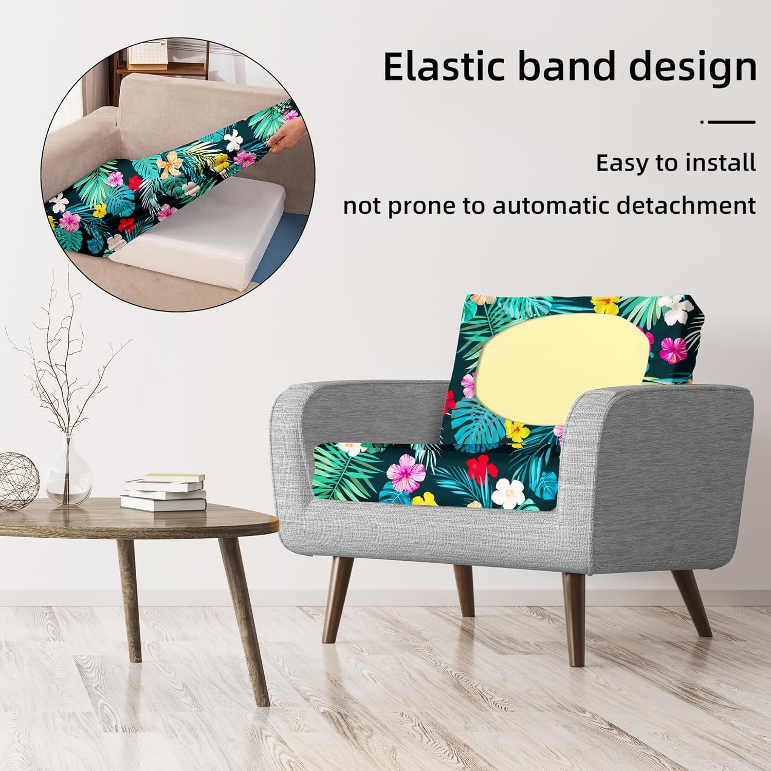 Skiennix 8-Piece Stretch Patio Cushion Covers - Washable Outdoor Sofa Slipcovers | Floral Design