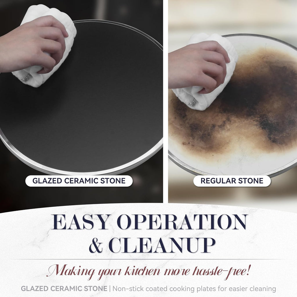 Baker's Friend Electric Pizza Oven - 12-Inch Indoor Countertop Cooker with Premium Ceramic Stone - Creamy White