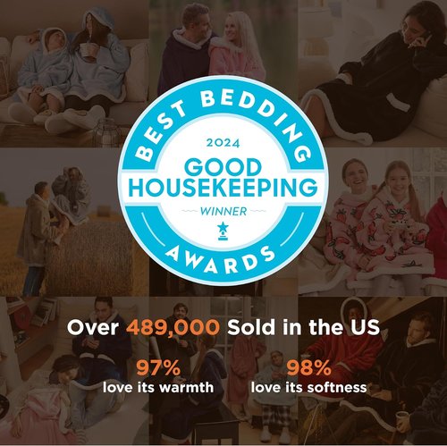 Bedsure Blanket Hoodie - Wearable Sherpa Sweatshirt for Women & Kids | Perfect Gift for Mom, Grey