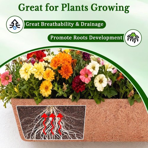 Halatool 24-Inch Coco Fiber Window Box Liners - Natural Coconut Coir Planter Replacement for Hanging Baskets & Pots