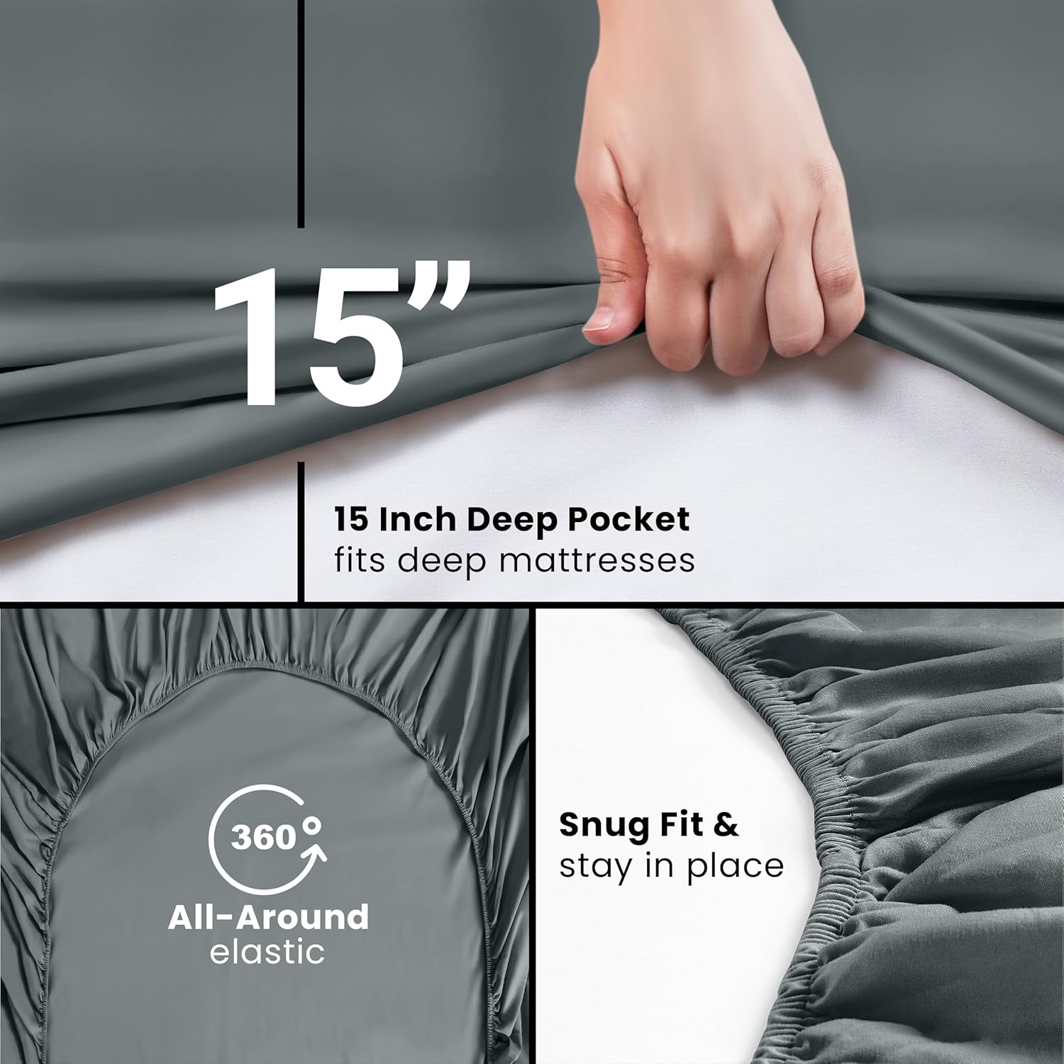 Utopia Bedding Queen Fitted Sheet - Soft Microfiber - Deep Pocket Design - Fade Resistant (Grey)