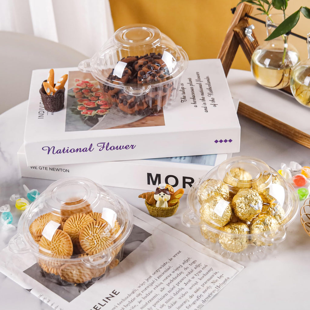 NPLUX 150 Pack Individual Cupcake Containers Plastic Cupcake Holders Deep Dome Muffin Containers