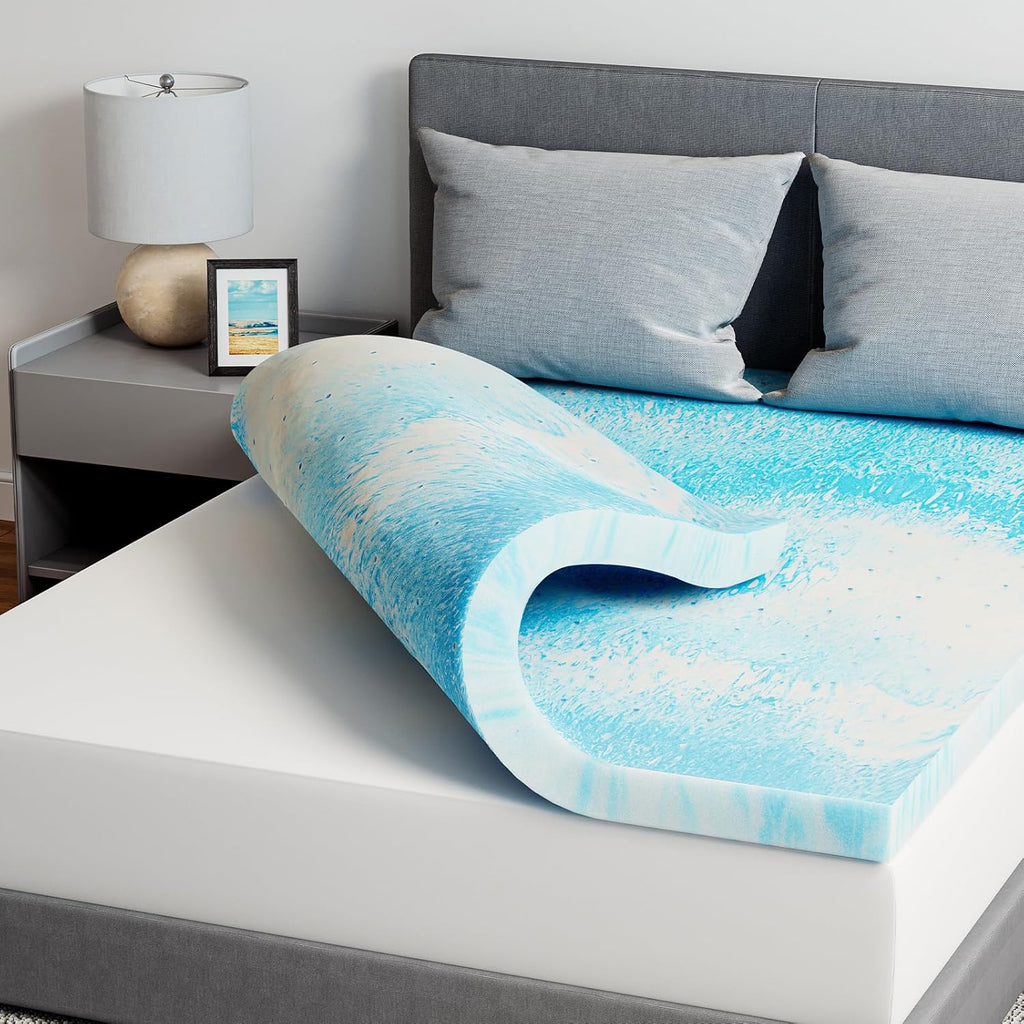 Novilla Memory Foam Mattress Topper - 3 Inch Cooling Gel Infused for Pressure Relief | Medium Comfort for Sofa, RV, Dorm Room