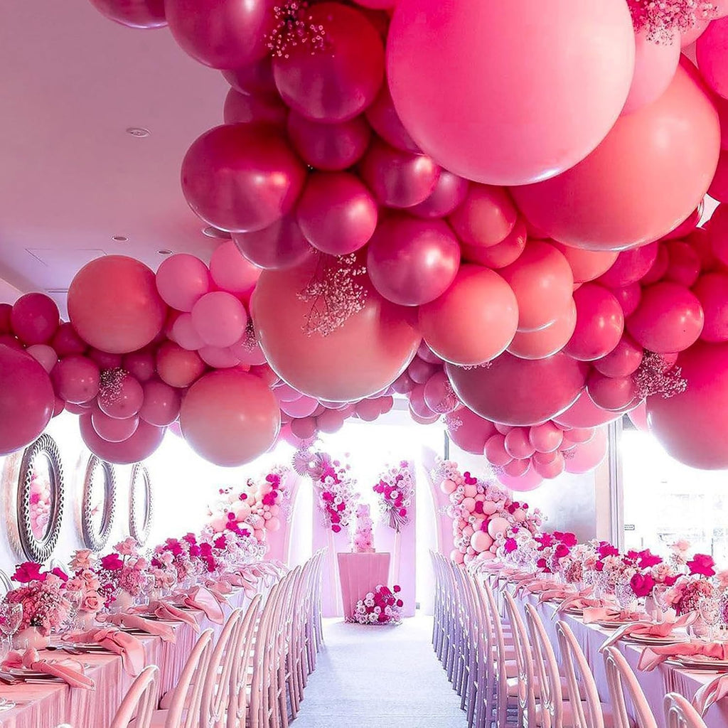 PartyWoo Hot Pink Balloon Arch Kit - 127pcs in Various Sizes for Baby Showers & Weddings | Magenta & Fuchsia