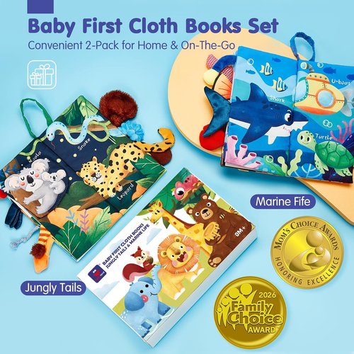 Hahaland Baby Toys - Crinkle Books for Babies 0-6 Months | Soft Cloth Sensory Touch 2-Pack