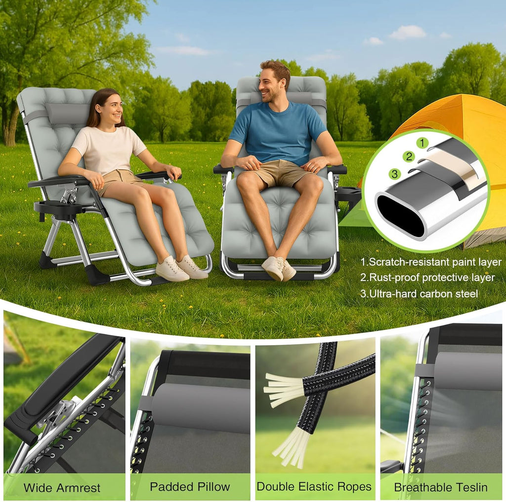 Suteck Zero Gravity Chair - Reclining Camping Lounge Chair with Removable Cushion & Cup Holder